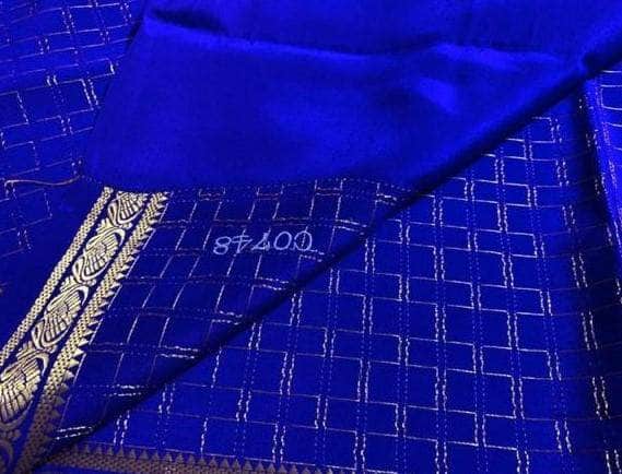 100Grm Thickness Pure South Silk Saree in RoyalBlue - Saree - FashionVibes