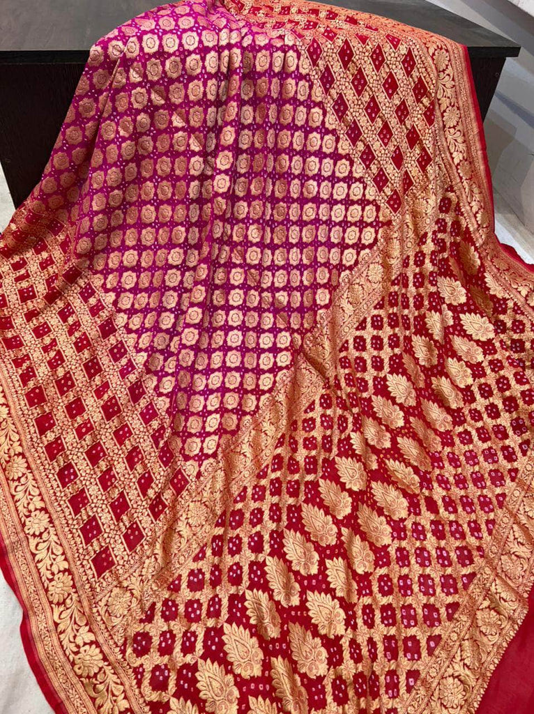 Banarasi Handloom Pure Khaddi Chiffon Georgette Silk Saree in - Saree - FashionVibes