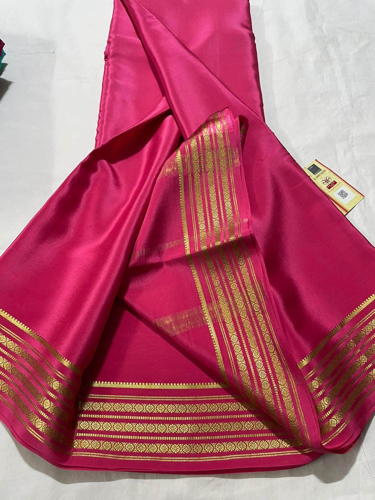 Designer 100gm Thickness Mysoree Silk Saree in Hot Pink