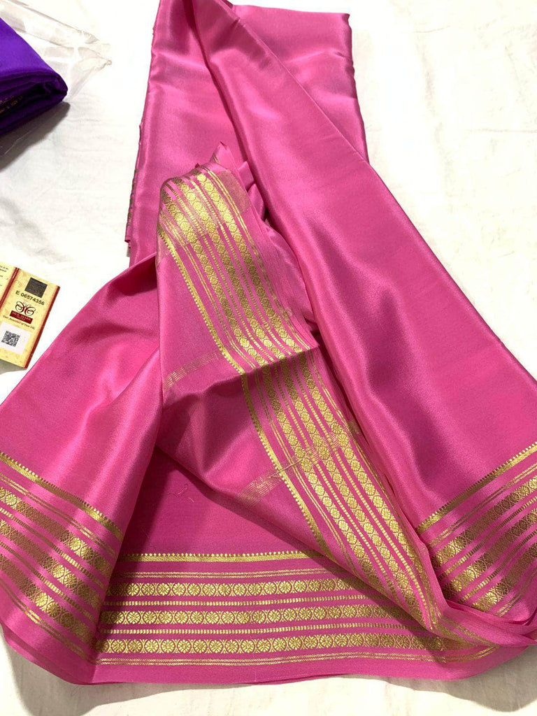 Designer 100gm Thickness Mysoree Silk Saree in Pink