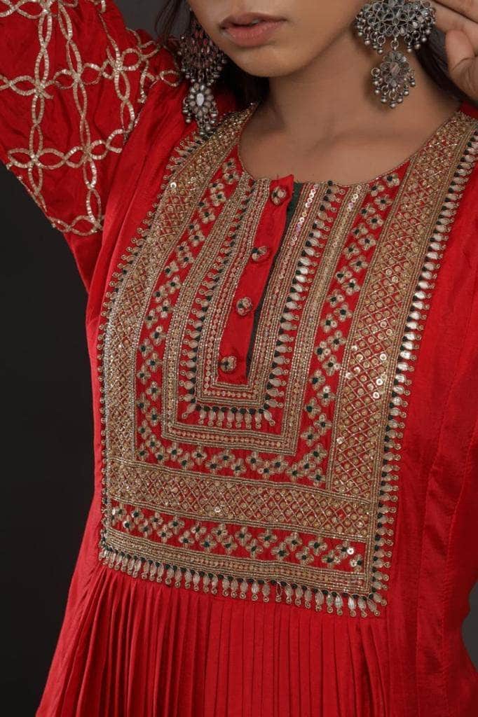Embellished Silk Anarkali Suit for Weddings in - Salwar Suit - FashionVibes