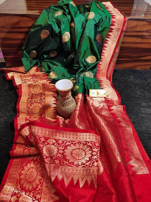 New Exclusive Pure Banarasi Handloom Khaddi Katan Silk Saree in - Saree - FashionVibes