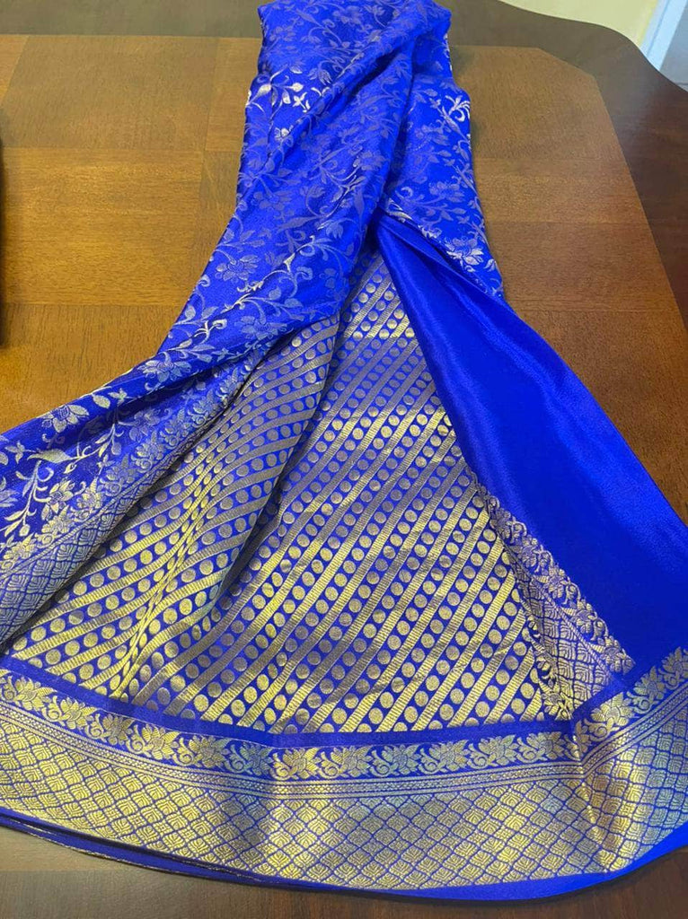 Pure Brocade South Silk Sarees in Blue - Saree - FashionVibes