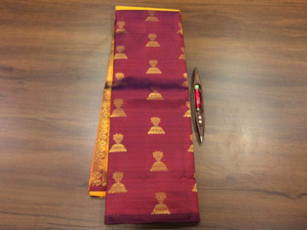 Pure Kanchipuram Silk Silver Zari Saree in MediumVioletRed - Saree - FashionVibes