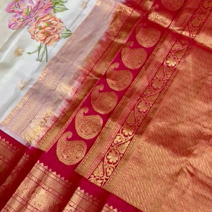 Floral Silk sarees with beautiful...