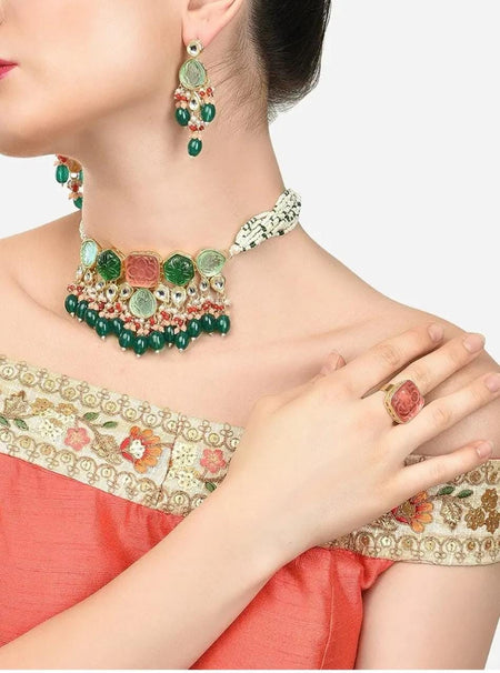 Premium Quality Hand Finished Kundan Meena Jwelery Set