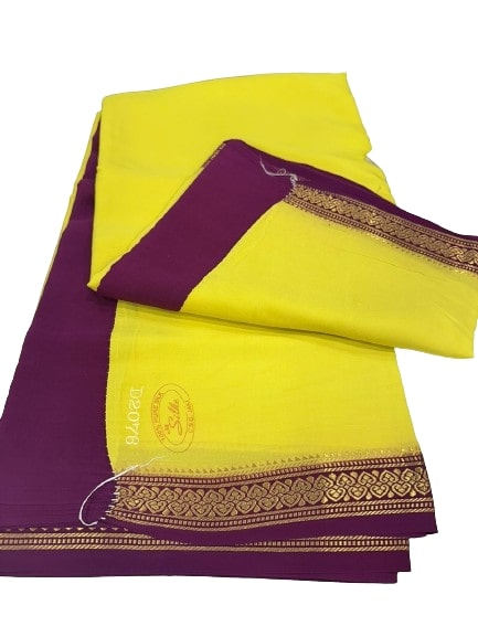 Pure Mysore Real Gold & Silver Zari Designer Silk Saree