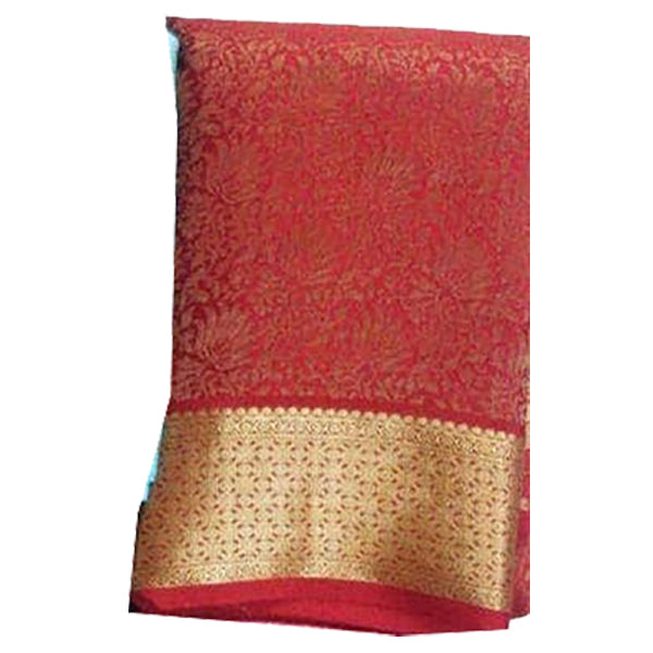 Brocade pattern 100gm Thickness Mysoree Silk Saree in Red