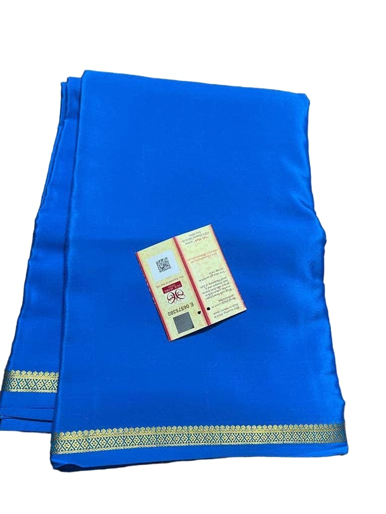 Designer 100gm Thickness Mysoree Silk Saree in Royal Blue