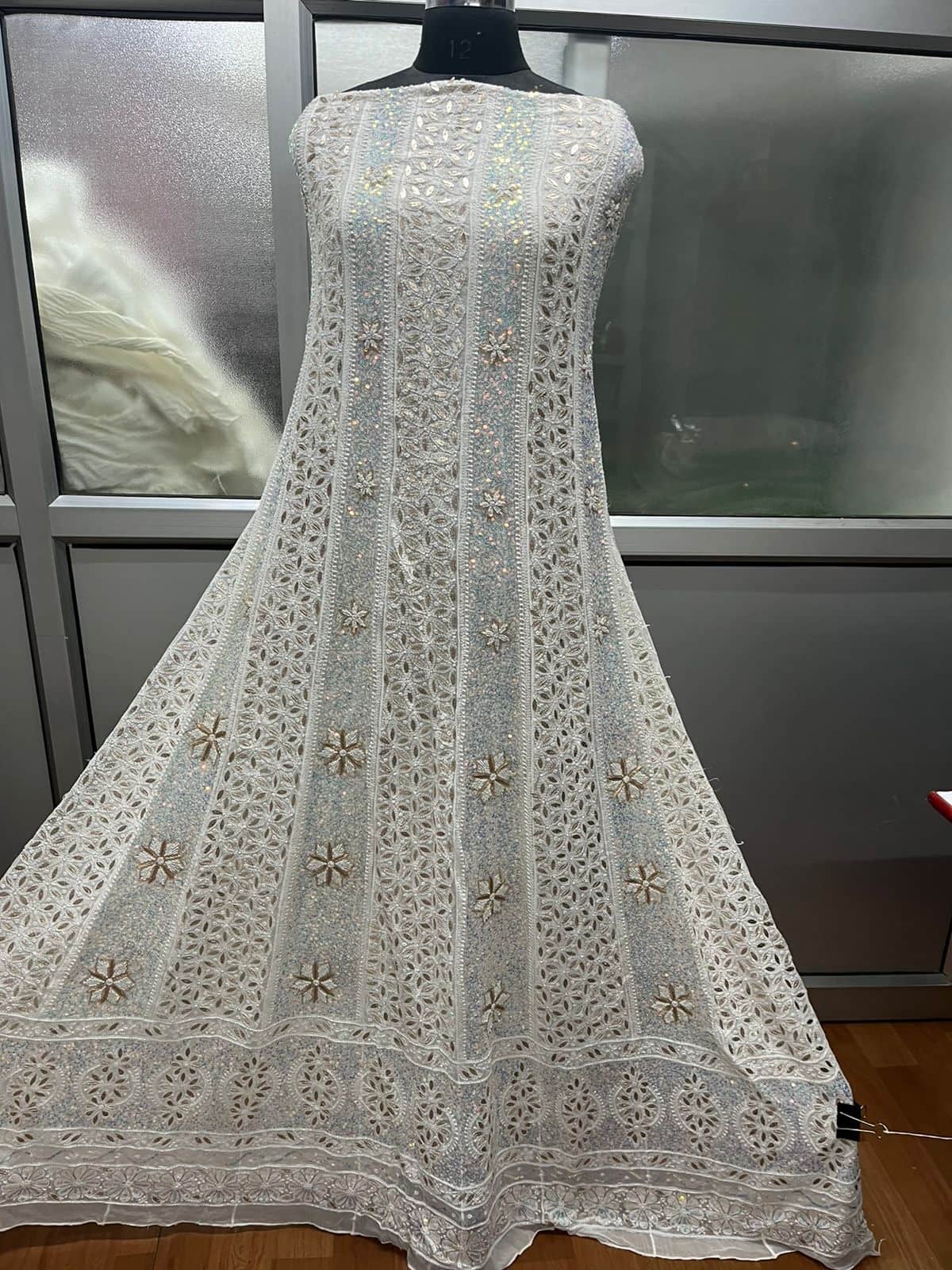Designer Pure Georgette Handwork Chikankari Off-White Anarkali Suit FashionVibes Designer Pure Georgette Handwork Chikankari Off-White Anarkali Suit FashionVibes