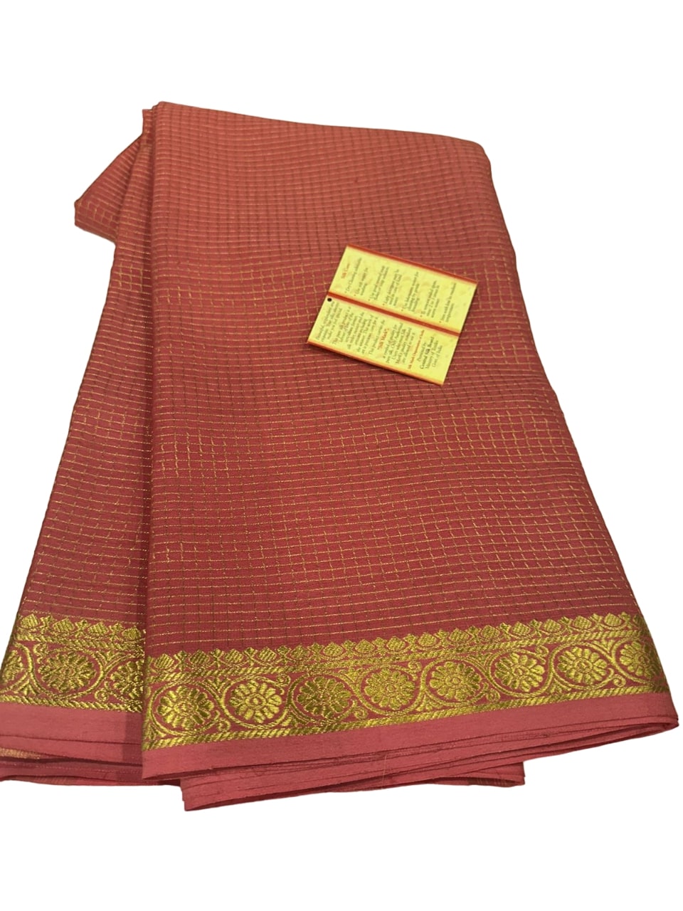 Pure Mysore Silk Small Check Designer Saree, image size:960x1280