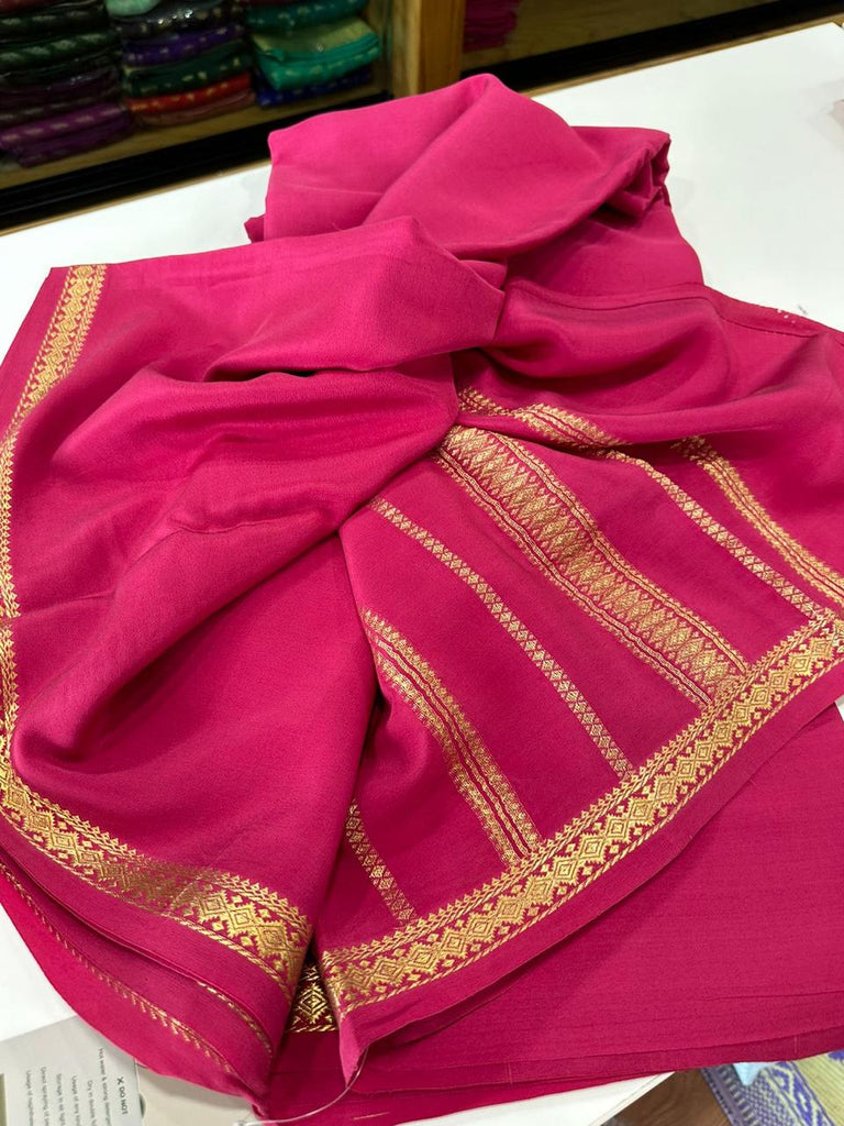 Pure Mysoore Silk Saree with Pure Real Gold and Real Silver Zari Work