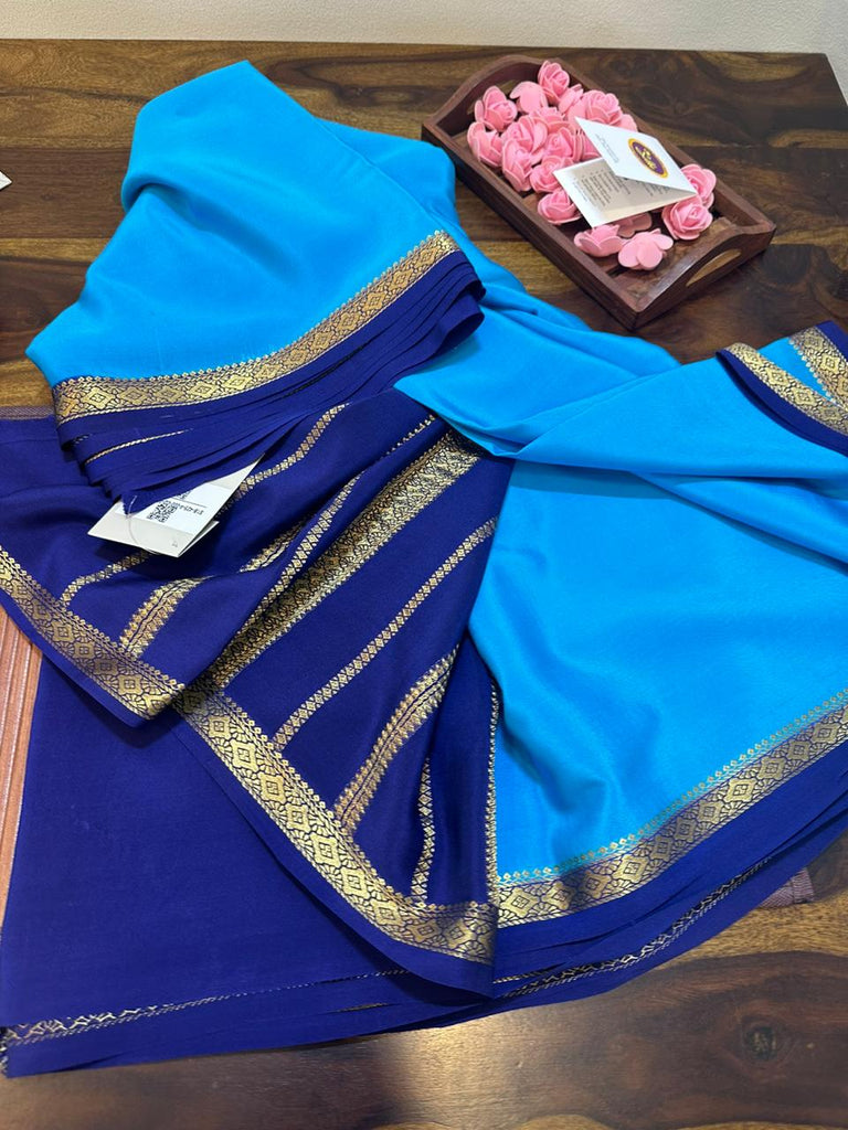 Pure Mysoore Silk Saree with Pure Real Gold and Real Silver Zari Work
