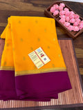 100gm Thickness Pure Mysoore Silk Saree in Yellow - Saree - FashionVibes