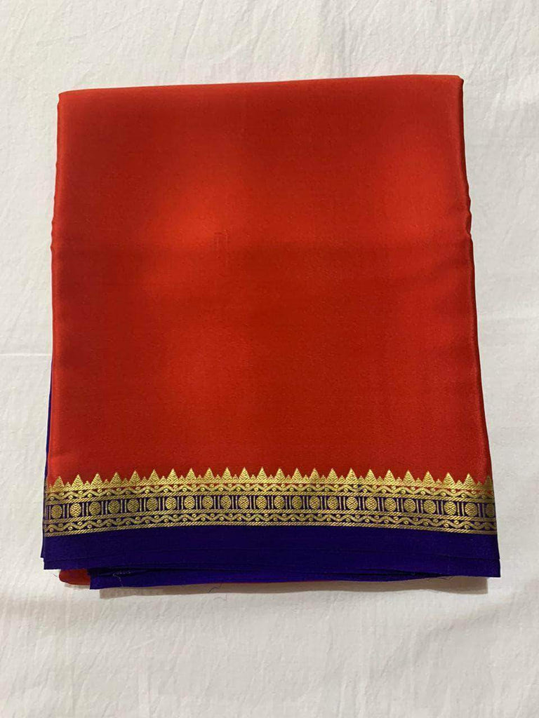 100gm Thickness Pure South Silk Saree in Crimson - Saree - FashionVibes