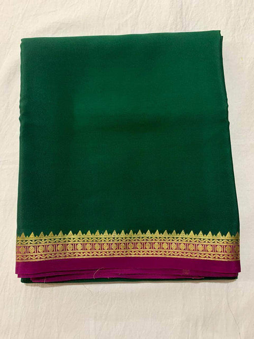 100gm Thickness Pure South Silk Saree in Green - Saree - FashionVibes