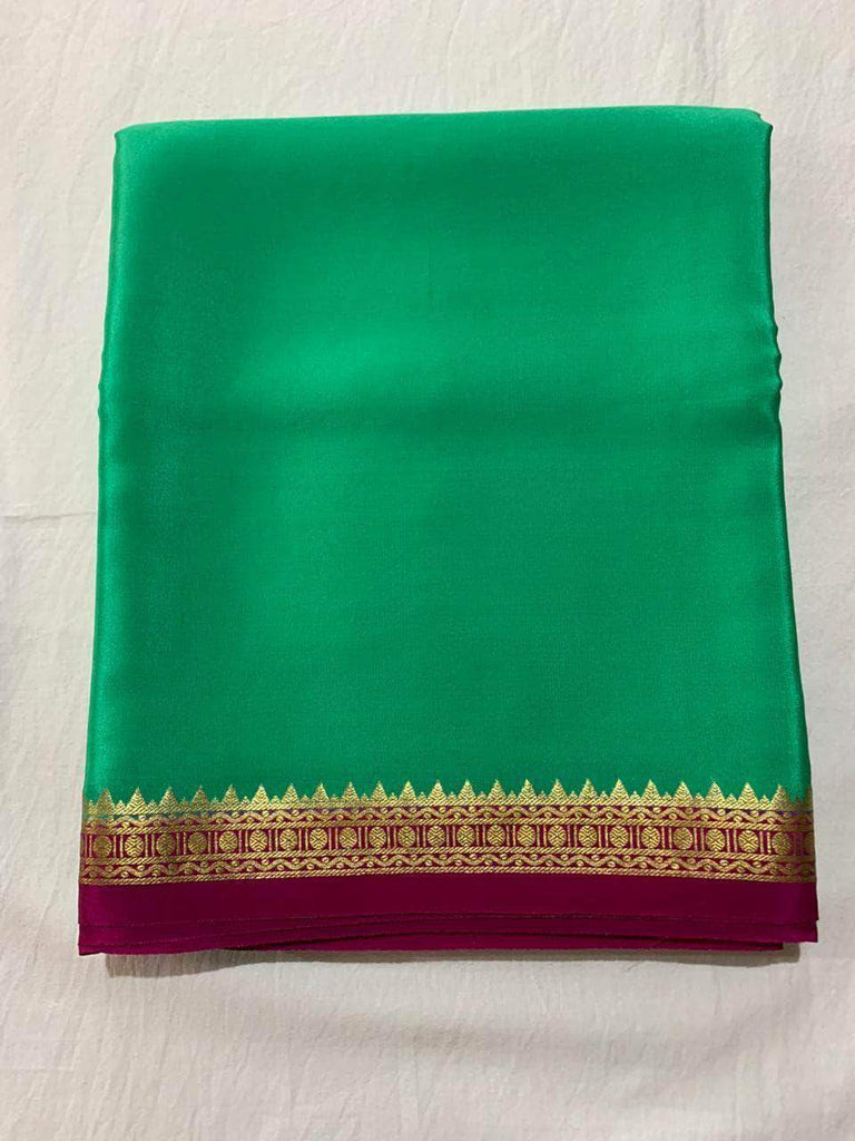100gm Thickness Pure South Silk Saree in MediumSeaGreen - Saree - FashionVibes