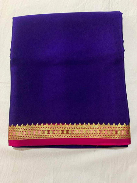 100gm Thickness Pure South Silk Saree in MidnightBlue - Saree - FashionVibes