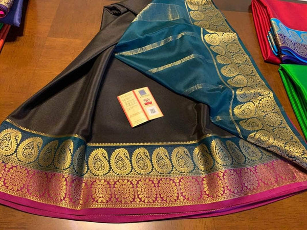 100Grm Thickness Double Contrast Pure South Silk Saree in Brown - Saree - FashionVibes