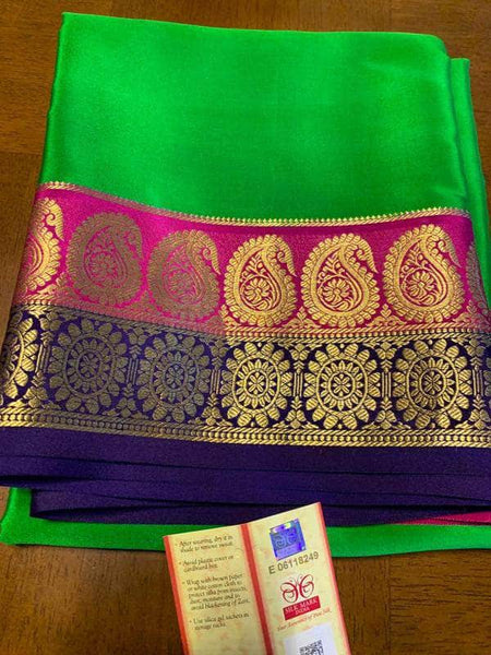 100Grm Thickness Double Contrast Pure South Silk Saree in - Saree - FashionVibes