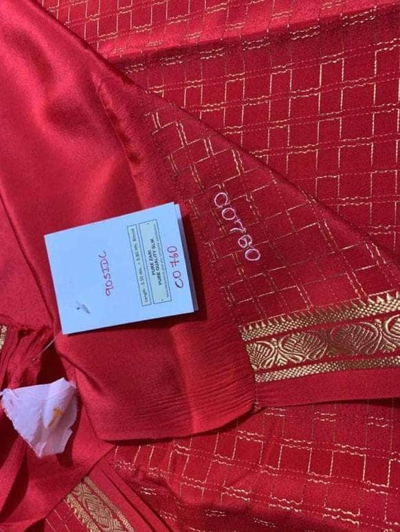 100Grm Thickness Pure South Silk Saree in Crimson - Saree - FashionVibes