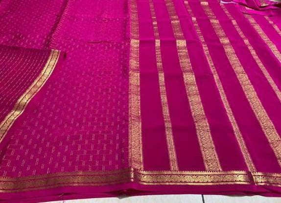 100Grm Thickness Pure South Silk Saree in Magenta - Saree - FashionVibes
