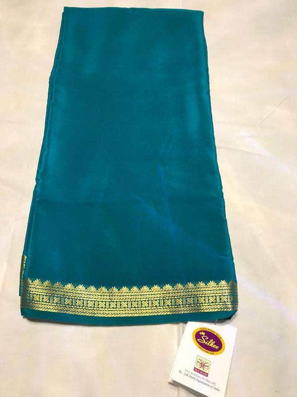 100Grm Thickness South Silk Saree in Teal - Saree - FashionVibes