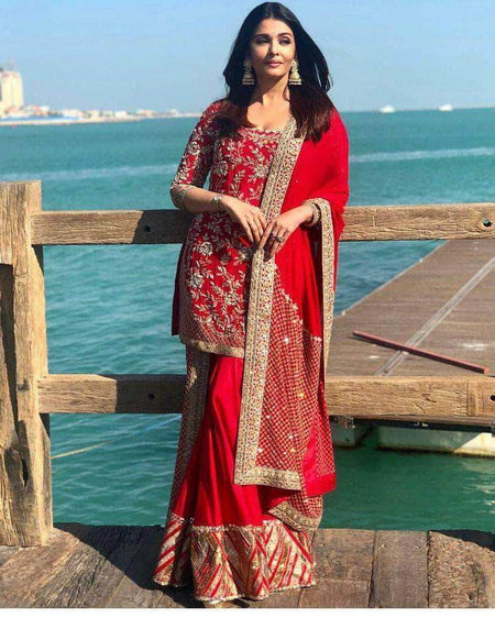 Bollywood Style Georgette Chikankari Wedding Anarkali Suit