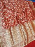 Anushka  Sharma Banarasi Silk Wedding Saree in Red - Saree - FashionVibes