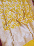 Anushka  Sharma Banarasi Silk Wedding Saree in Yellow - Saree - FashionVibes