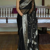 Banarasi Chiffon Saree in Black - Saree - FashionVibes