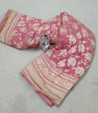 Banarasi Georgette Saree in Pink - Saree - FashionVibes