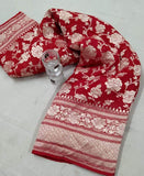 Banarasi Georgette Saree in Red - Saree - FashionVibes