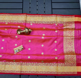 Banarasi Handloom Pure Khaddi Katan Silk Saree in Magenta - Saree - FashionVibes