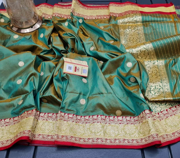 Banarasi Handloom Pure Khaddi Katan Silk Saree in - Saree - FashionVibes