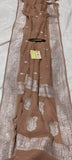 Banarasi Khaddi Chiffon Georgette Silk Saree in Chocolate - Saree - FashionVibes