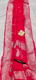Banarasi Khaddi Chiffon Georgette Silk Saree in Red - Saree - FashionVibes