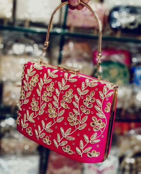 Beautiful Embroidered Clutch in HotPink - Shoes & Cluthes - FashionVibes