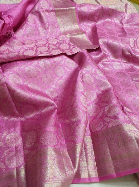 Beautiful Kanjivaram Silk Saree in Plum - Saree - FashionVibes