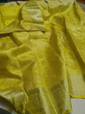 Beautiful Kanjivaram Silk Saree in Yellow - Saree - FashionVibes
