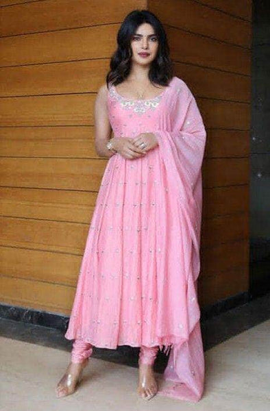 Beautiful Pink Anarkali Suit in - Salwar Suit - FashionVibes