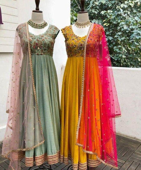 Designer Silk Anarkali Suit with embroidery