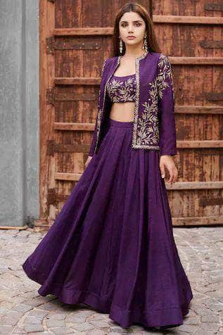 Purple Color Plain Dola Silk Gown