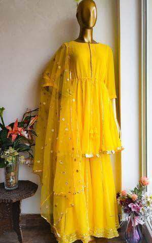 Beautiful Pure Silk Yellow Anarkali Suit