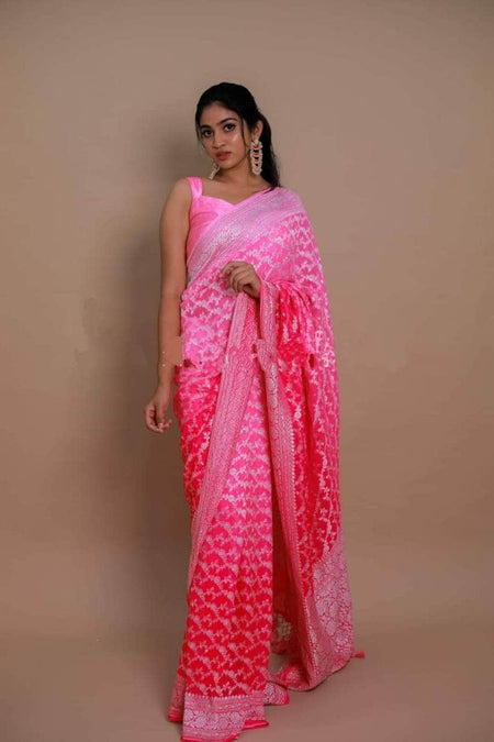 Pure Georgette Saree with Pearl Work Border
