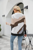 Color Block Dropped Shoulder Round Neck Tunic Sweater in - - Trendsi