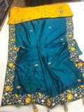 Crepe Silk Fancy Saree in Blue - Saree - FashionVibes