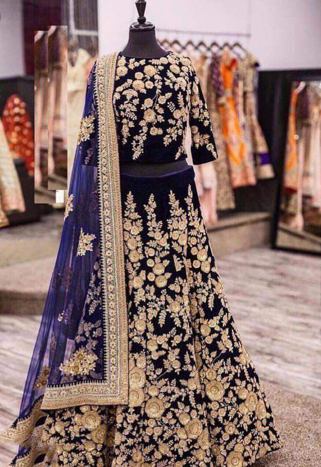 Deepjyothi Creation's Blue Bridal Lehenga in - Lehenga - FashionVibes