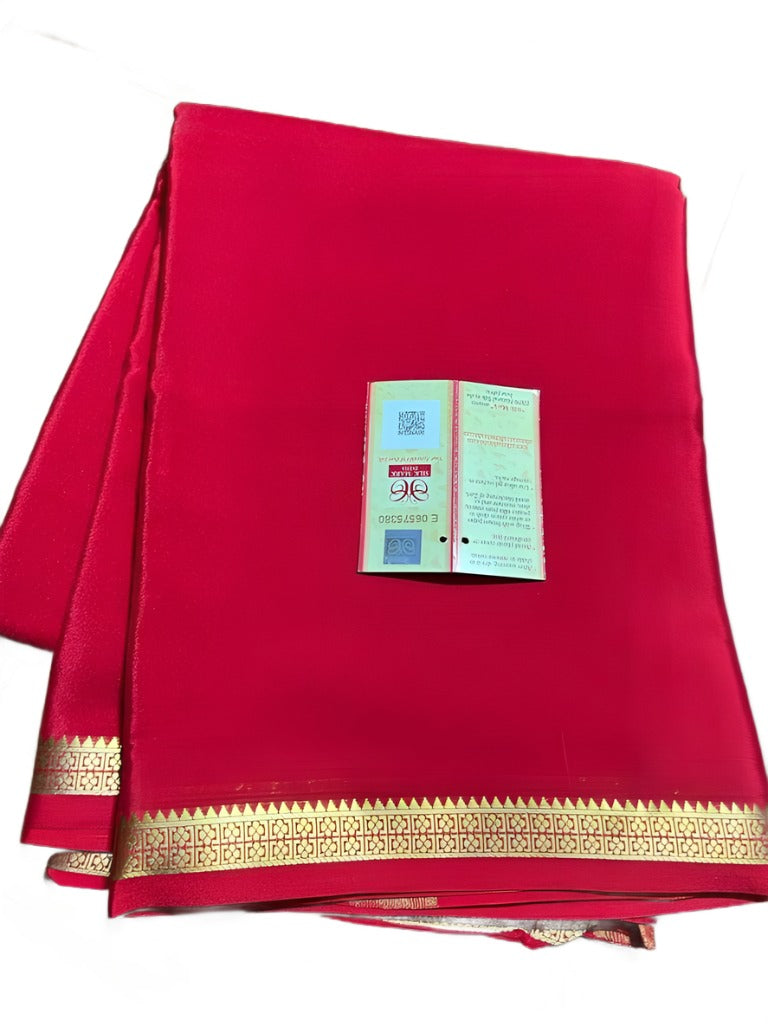 Designer 100gm Thickness Mysoree Silk Saree in Red - Saree - FashionVibes