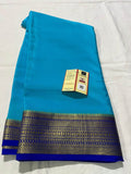 Designer 100gm Thickness South Silk Saree- Mysoree Silk Saree in blue - Saree - FashionVibes